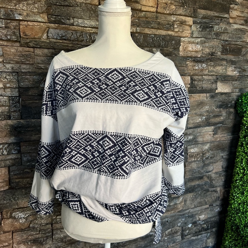 Old Navy Navy and White Maternity Top